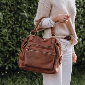 The‎ Leather Store Hampton Leather Zip Pocket Genuine Leather Distressed Quality